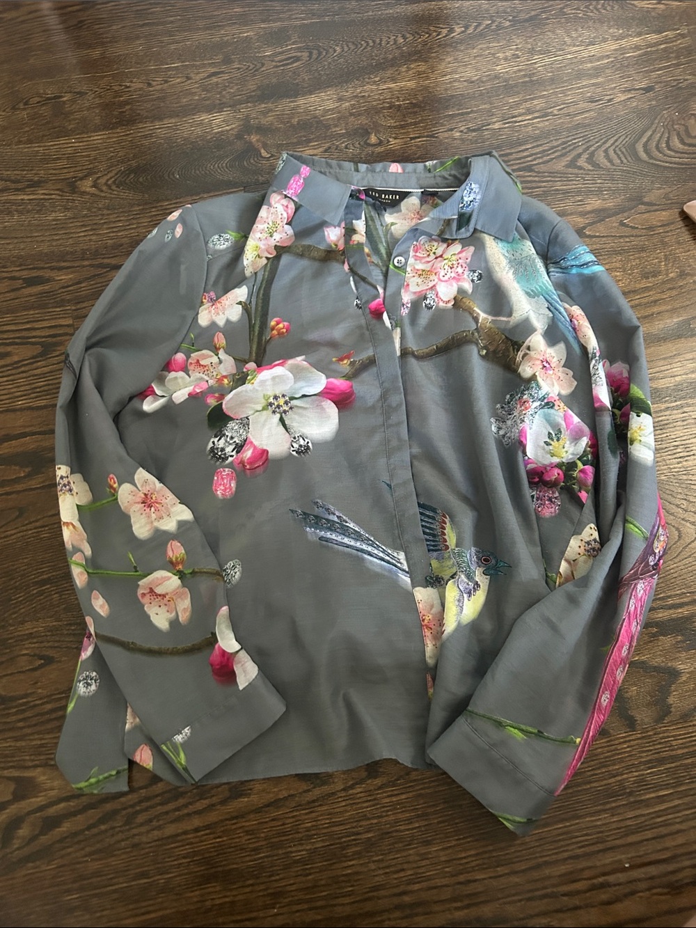 Ted Baker Gray Floral-Print Lightweight Jacket